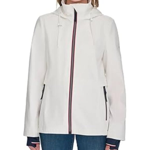 New Tommy Hilfiger Women’s Lightweight Hooded Windbreaker Jacket Size XXL White - Picture 6 of 16